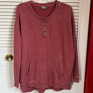 Natural Reflections 100% Cotton Maroon Oversized Sweatshirt Sz S